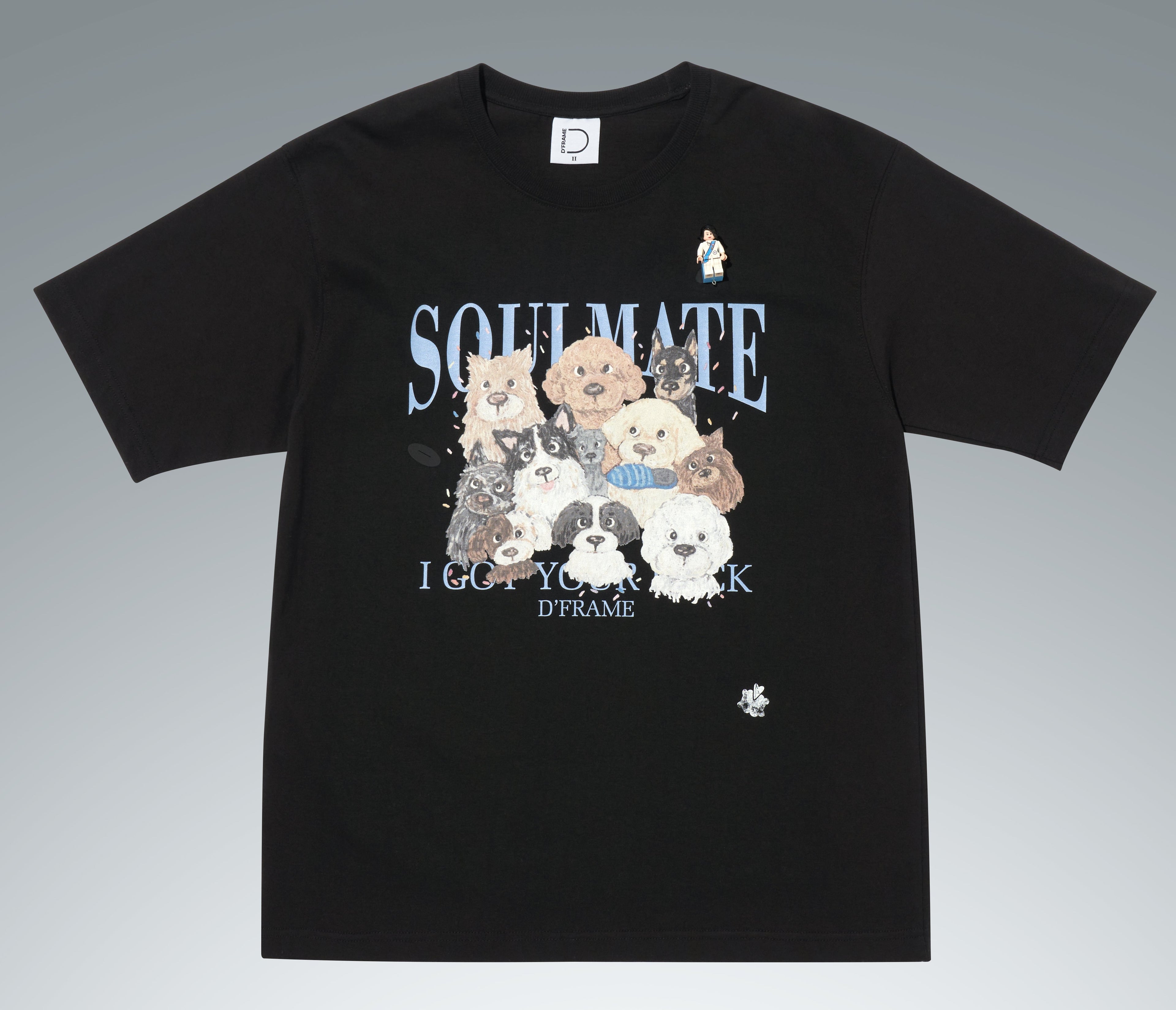 [DFRAME] Lovely Dog Printed Short Sleeve T-shirt "SOULMATE" Casual Women's Short Sleeve T-shirt